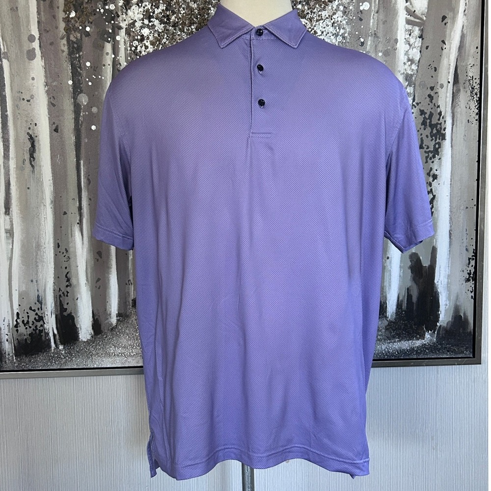 Peter Millar Summer Comfort Mens Purple Short Sleeve Performance Golf Polo - L